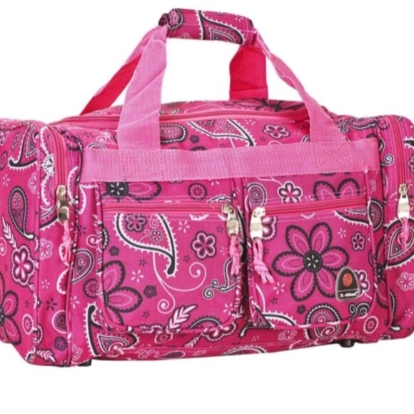 Handbags - Pink floral & paisley duffel bag